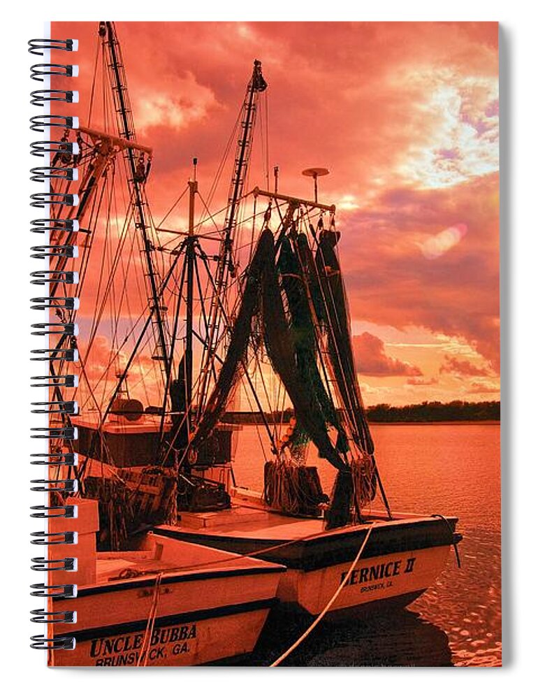  Boats Art Spiral Notebook featuring the photograph Bernice and Bubba by Dennis Baswell