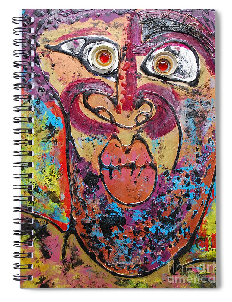 Portrait Spiral Notebook featuring the painting Betta Mean It by Cleaster Cotton
