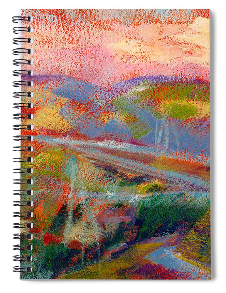 Mountains Spiral Notebook featuring the painting Beyond The City by Athena Mantle