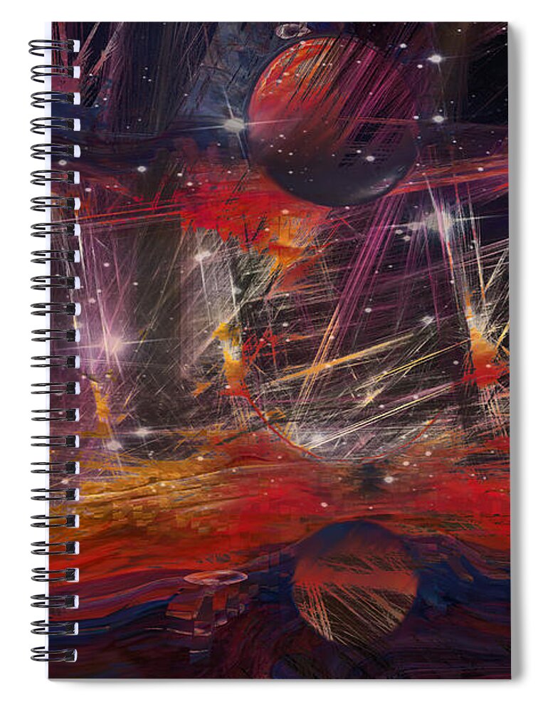 Beyond The Galaxy Walls Spiral Notebook featuring the digital art Beyond The Galaxy Walls by Linda Sannuti