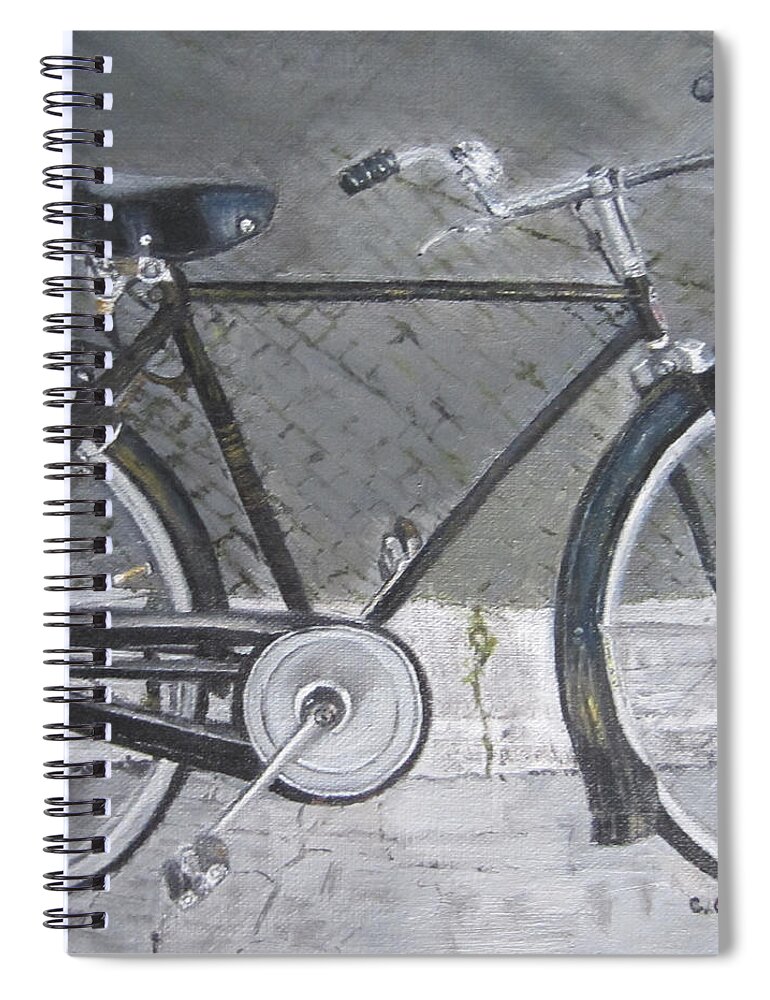 Bike Spiral Notebook featuring the painting Bicycle in rome by Claudia Goodell