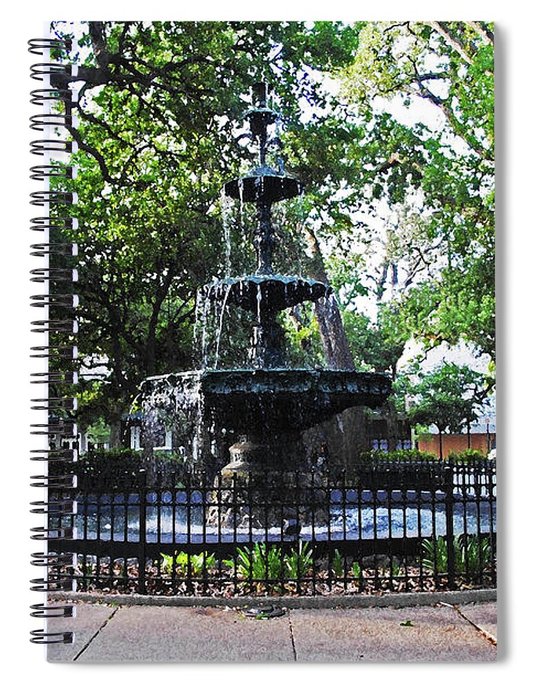 Alabama Photographer Spiral Notebook featuring the digital art Bienville Fountain Mobile Alabama by Michael Thomas