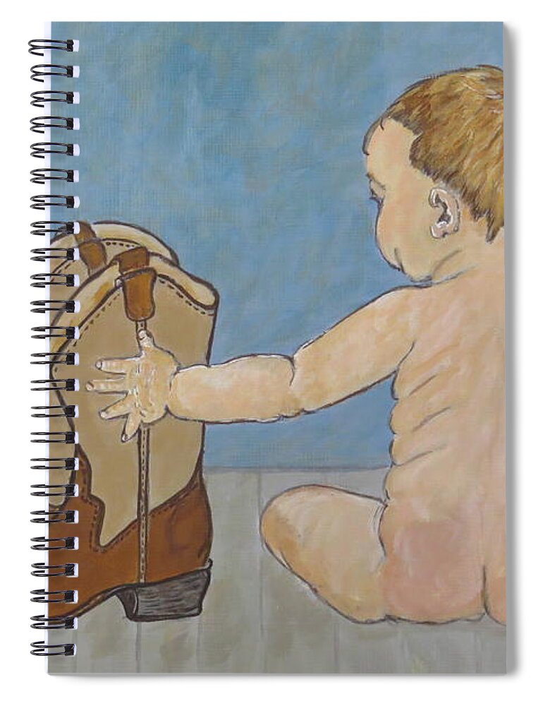 Infant Spiral Notebook featuring the painting Big Boots to Fill by Ella Kaye Dickey