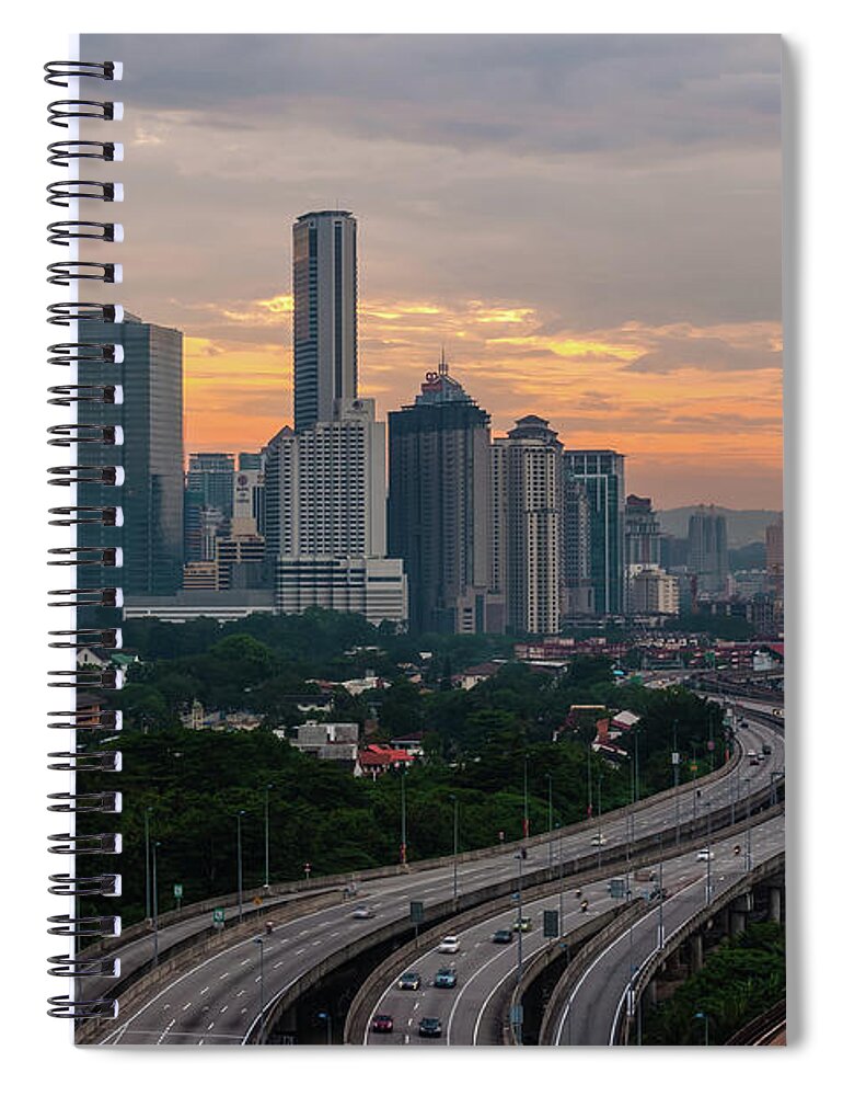 Train Spiral Notebook featuring the photograph Big Picture Klcc Skyline by Azirull Amin Aripin