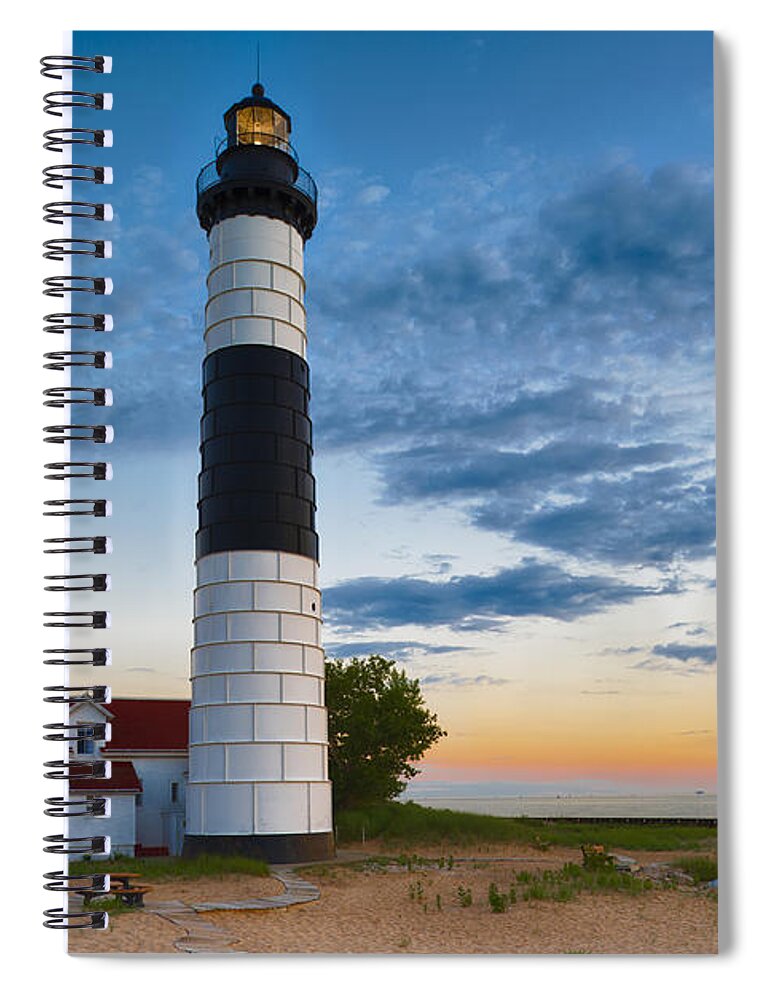 Dusk Spiral Notebook featuring the photograph Big Sable Point Lighthouse Sunset by Sebastian Musial