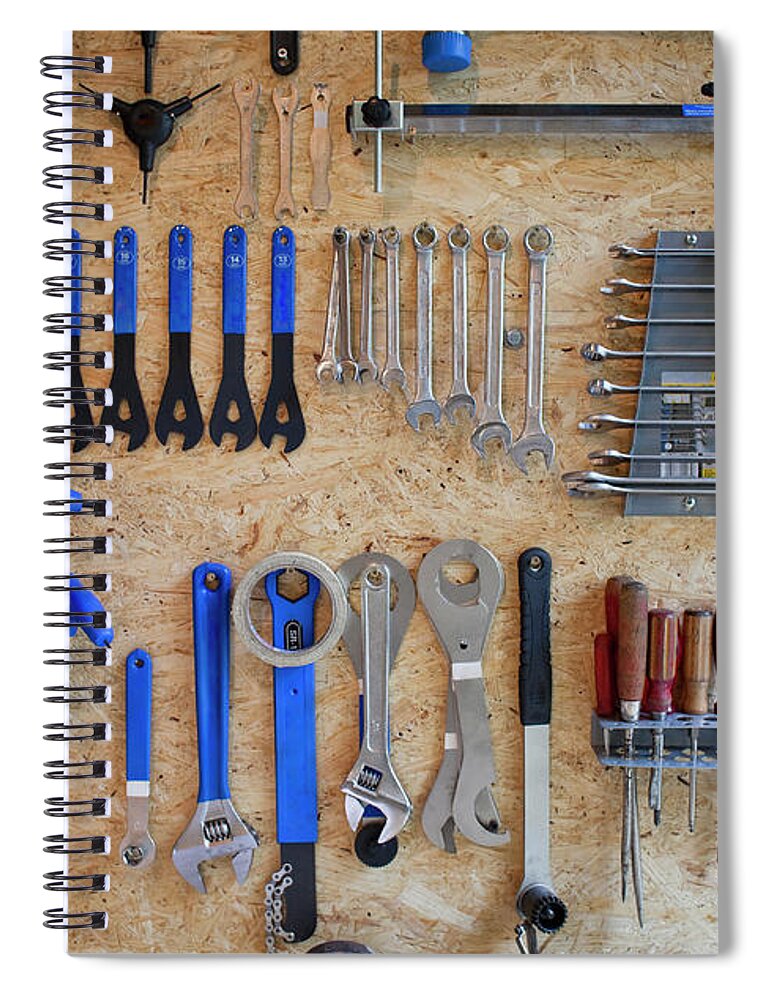 Expertise Spiral Notebook featuring the photograph Bike Tools by Kathrin Ziegler