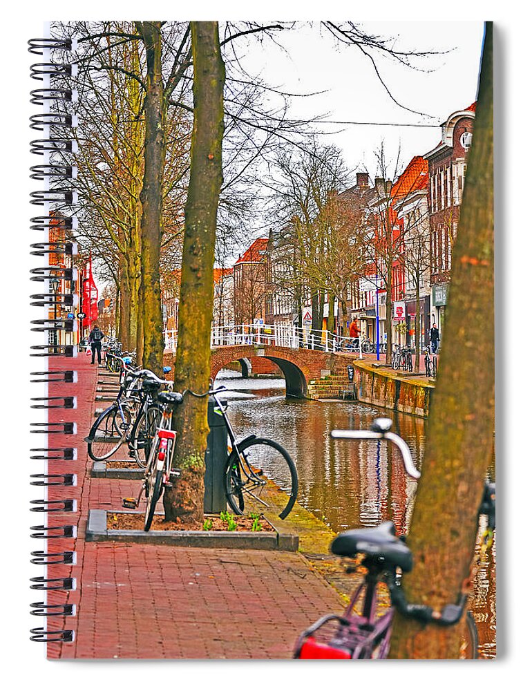 Travel Spiral Notebook featuring the photograph Bikes and Canals by Elvis Vaughn