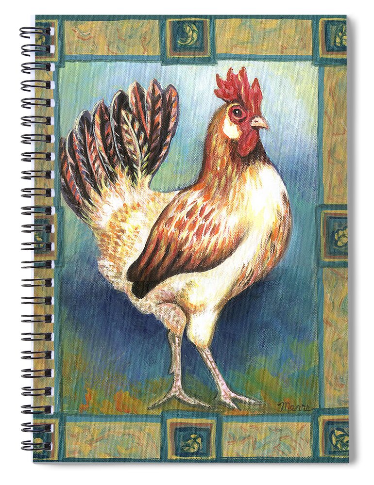 Rooster Spiral Notebook featuring the painting Billy the Rooster by Linda Mears