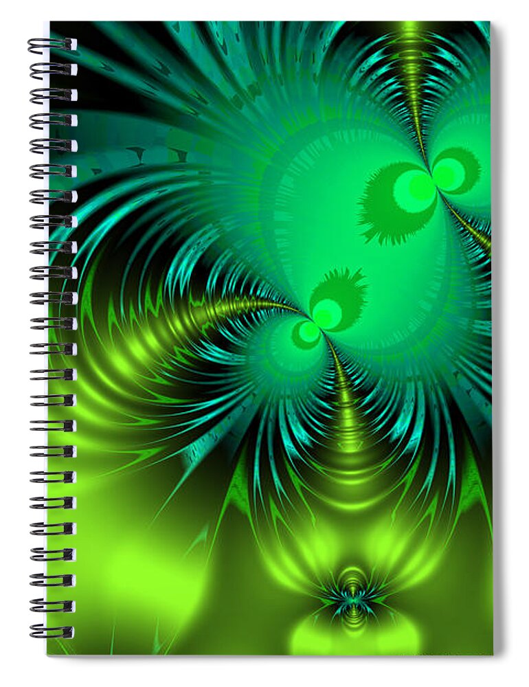 Abstract: Color; Abstract: Geometric; Science Fiction & Fantasy: Dreamscapes; Science Fiction & Fantasy: Space Spiral Notebook featuring the digital art Binary Star Stingers by Ann Stretton