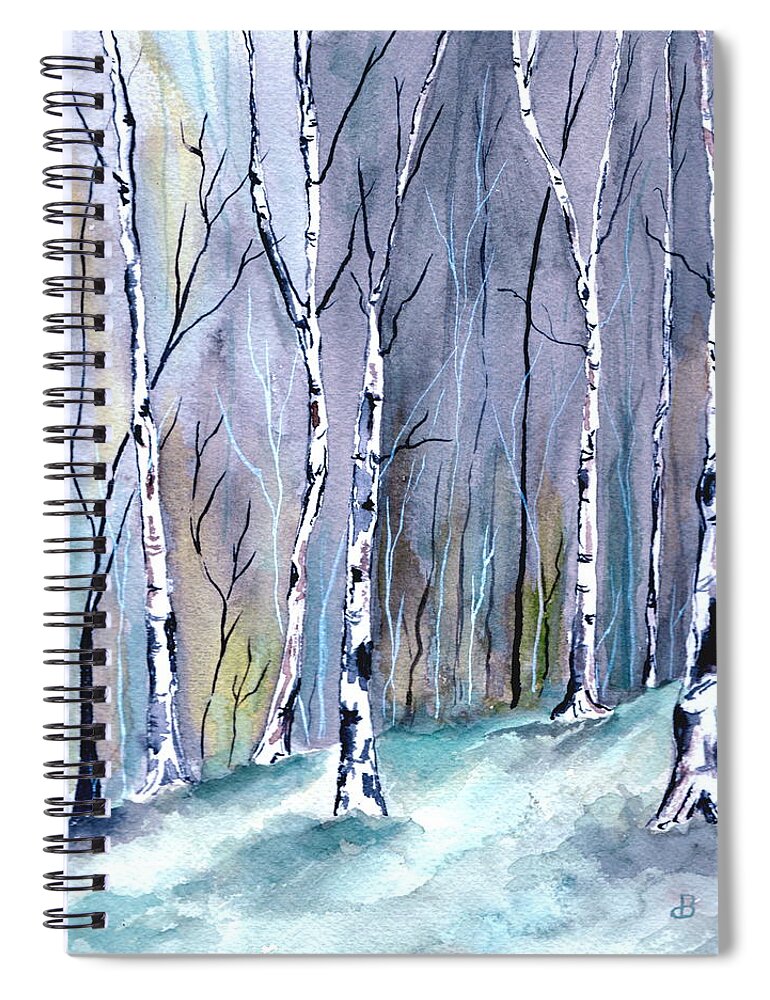 Landscape Spiral Notebook featuring the painting Birches In The Forest by Brenda Owen