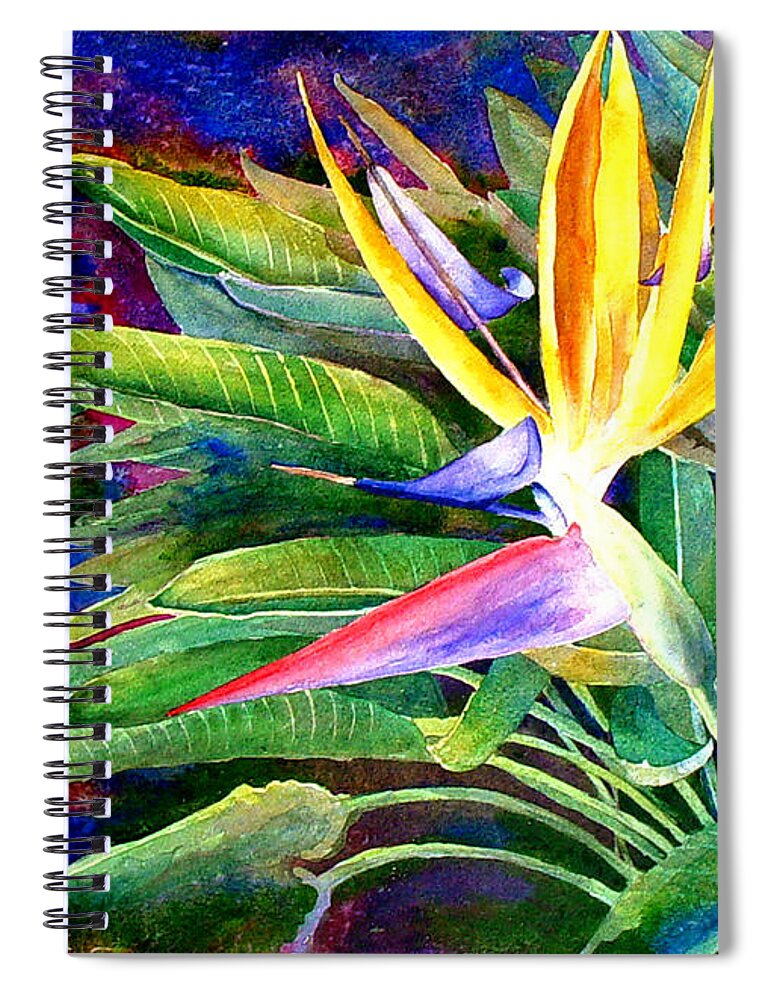 Floral Spiral Notebook featuring the painting Bird of Paradise by Mary Giacomini