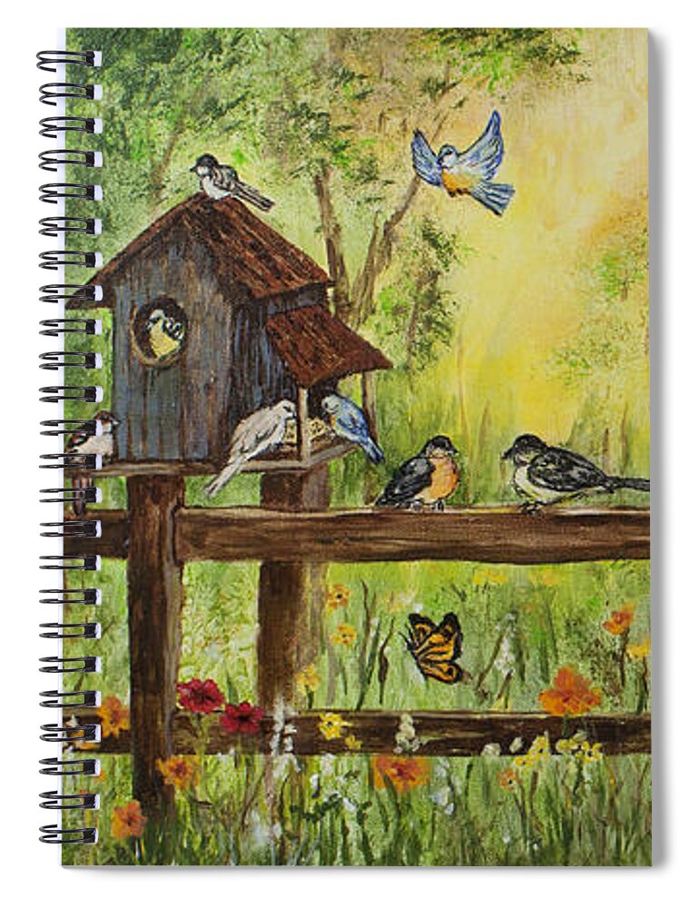 Birds Spiral Notebook featuring the painting Bird Song by Janis Lee Colon