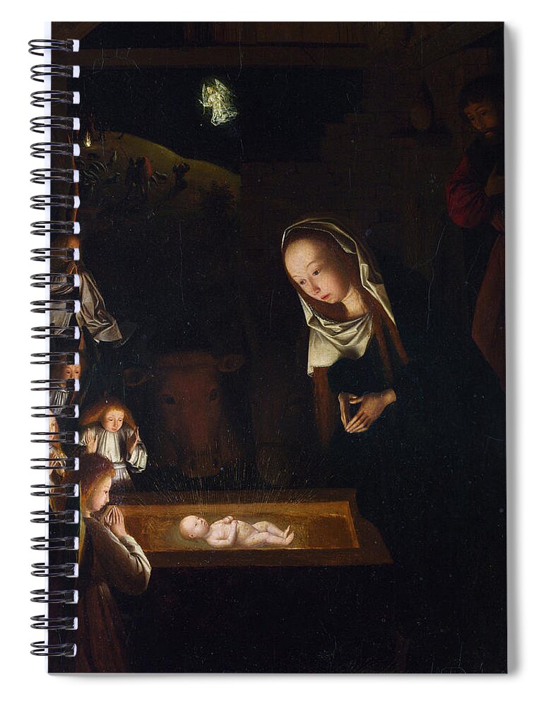 Geertgen Tot Sint Jans Spiral Notebook featuring the painting Birth of Jesus by Geertgen tot Sint Jans