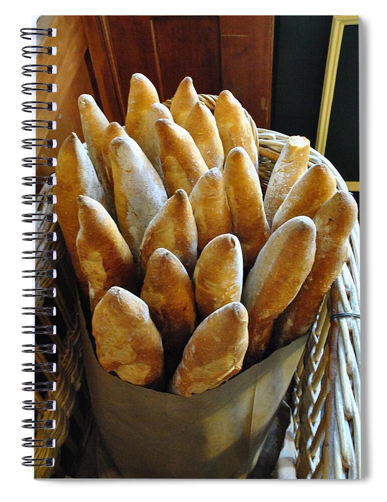 Fresh Bread Loaves Spiral Notebook featuring the digital art Bakery Bread Loaves by Pamela Smale Williams