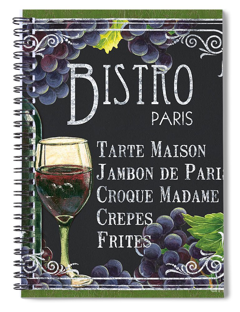 Bistro Spiral Notebook featuring the painting Bistro Paris by Debbie DeWitt