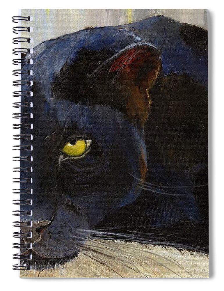 Black Cat Spiral Notebook featuring the painting Black Cat by Jamie Frier
