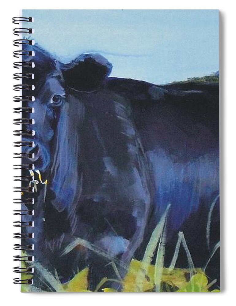 Cow Spiral Notebook featuring the painting Cows Dartmoor by Mike Jory
