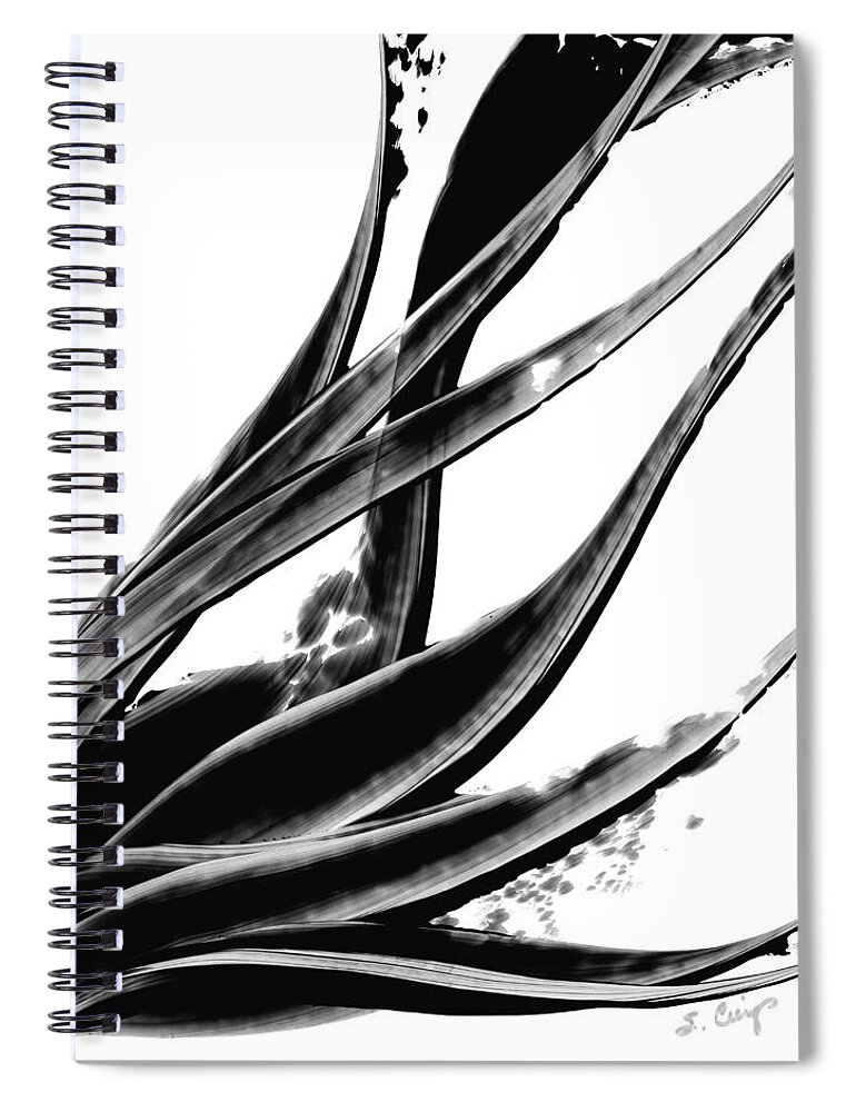 Black And White Spiral Notebook featuring the painting Black Magic 303 by Sharon Cummings by Sharon Cummings