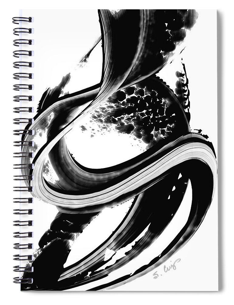 Black And White Spiral Notebook featuring the painting Black Magic 313 by Sharon Cummings by Sharon Cummings