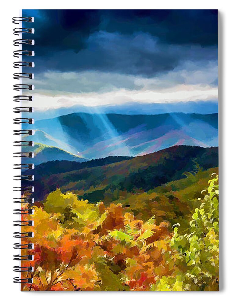 Nc Spiral Notebook featuring the painting Black Mountains Overlook on the Blue Ridge Parkway by John Haldane