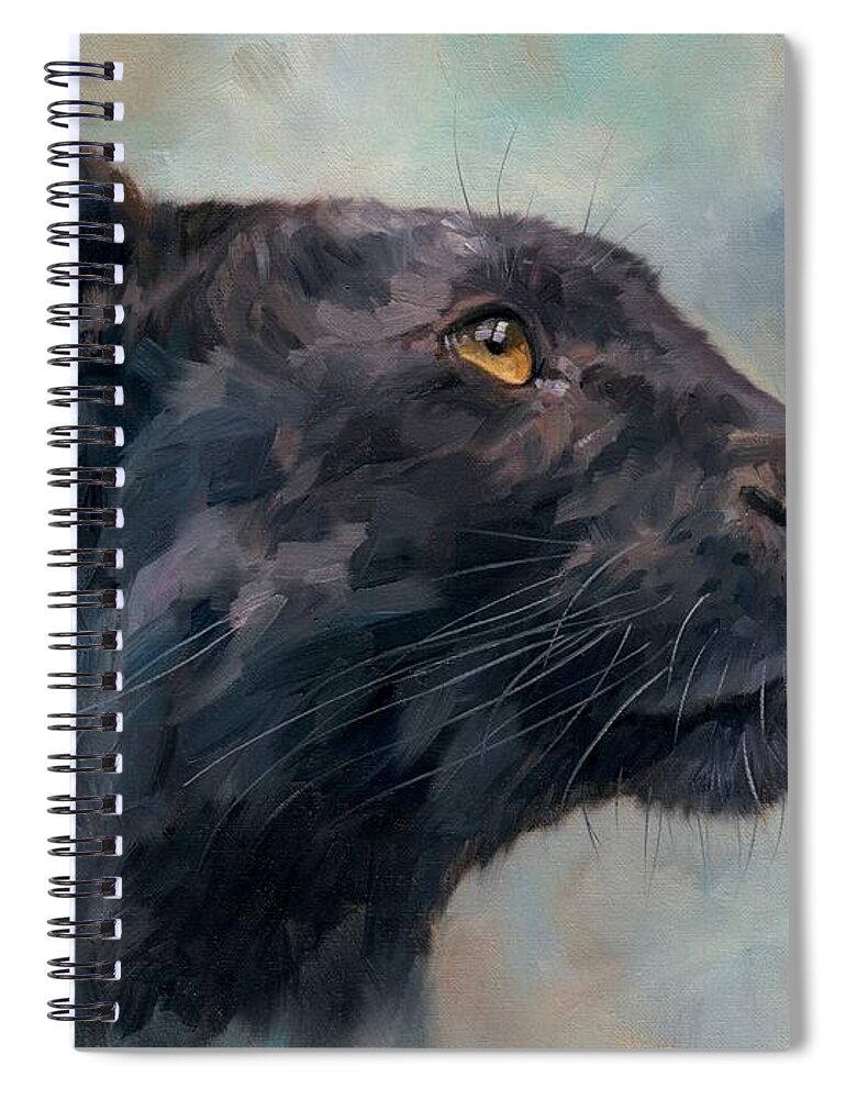 Panther Spiral Notebook featuring the painting Black Panther by David Stribbling