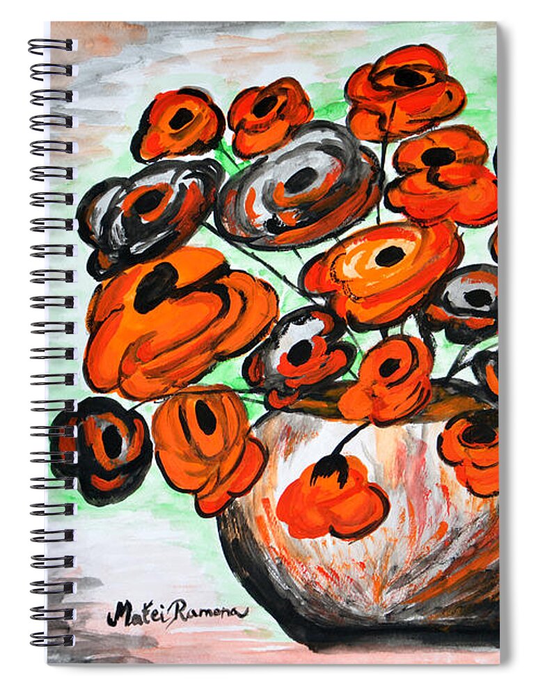 Poppies Spiral Notebook featuring the painting Black Poppies by Ramona Matei