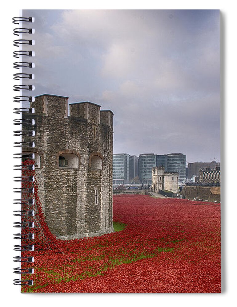 Red Spiral Notebook featuring the photograph Blood Swept Lands by Chris Thaxter