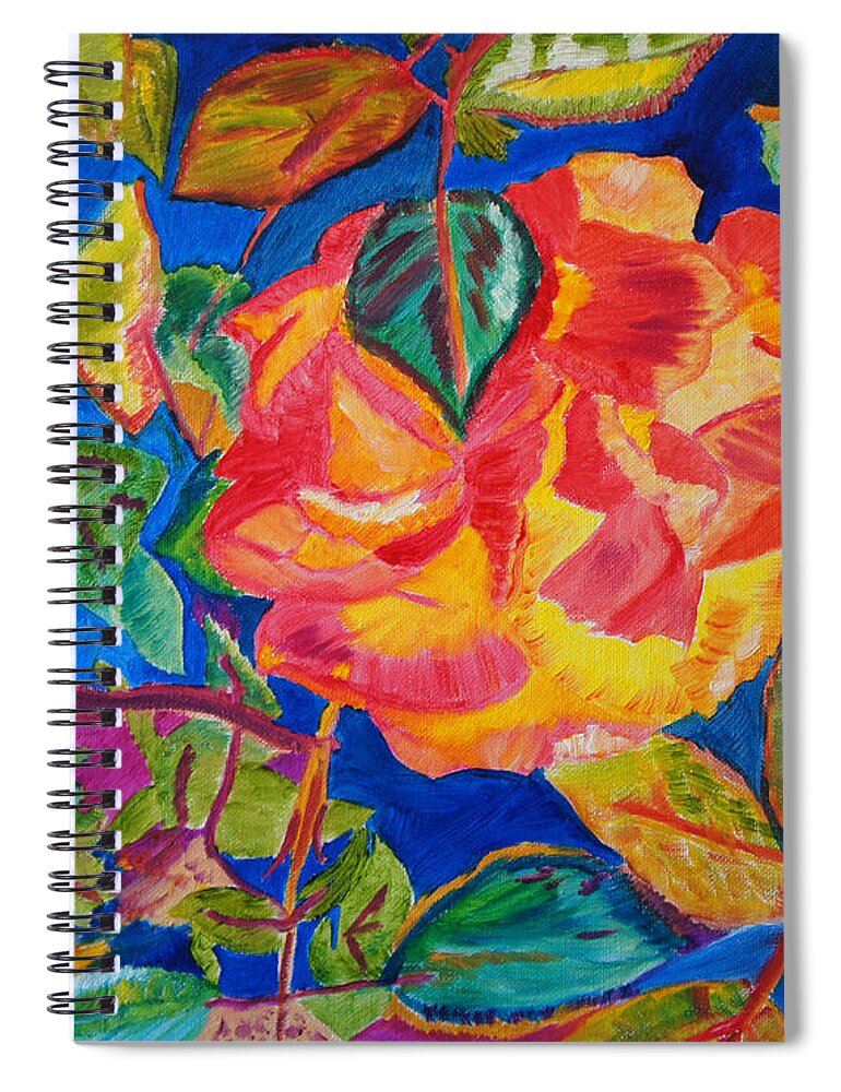 Flowers Spiral Notebook featuring the painting Blossoms Aglow by Meryl Goudey