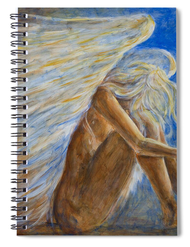 Angel Spiral Notebook featuring the painting Blu Angel by Nik Helbig