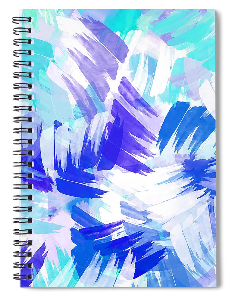 Abstract Spiral Notebook featuring the mixed media Blue Abstract Paint Pattern by Christina Rollo