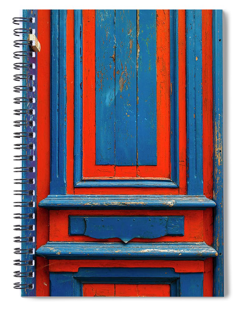 Rectangle Spiral Notebook featuring the photograph Blue And Red Door Tallinn by Kerinfors