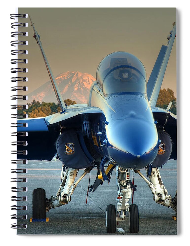 Blue Angels Spiral Notebook featuring the photograph Blue Angel at Sunset by Jeff Cook