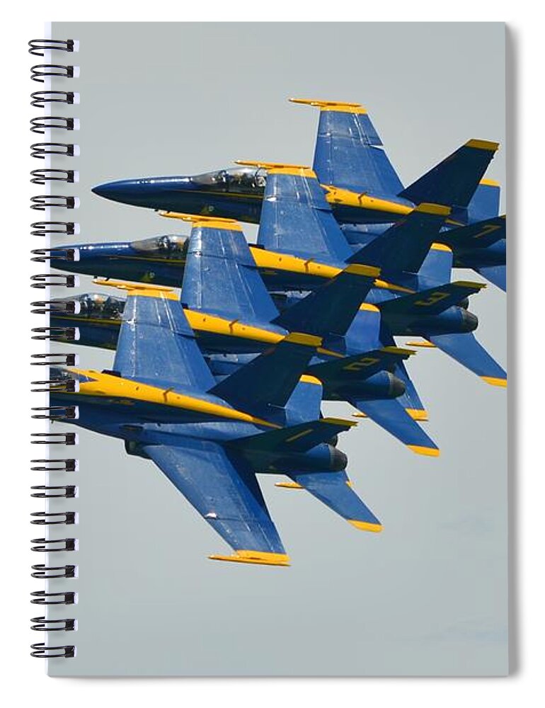 Blue Angels Spiral Notebook featuring the photograph Blue Angels Practice Echelon Formation by Jeff at JSJ Photography