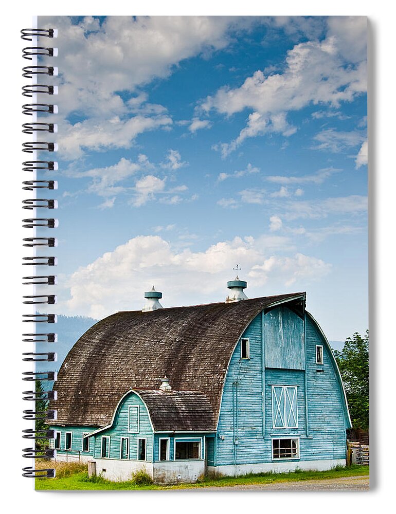 Agricultural Activity Spiral Notebook featuring the photograph Blue Barn in the Stillaguamish Valley by Jeff Goulden