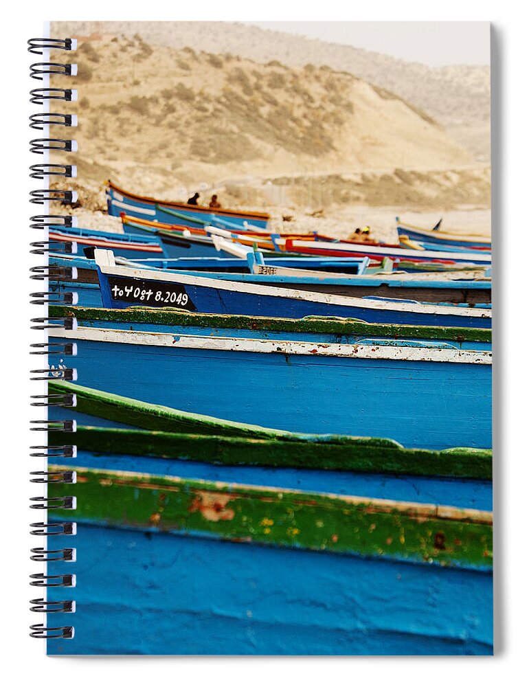 Boat Images Spiral Notebook featuring the photograph Blue Boats by David Davies