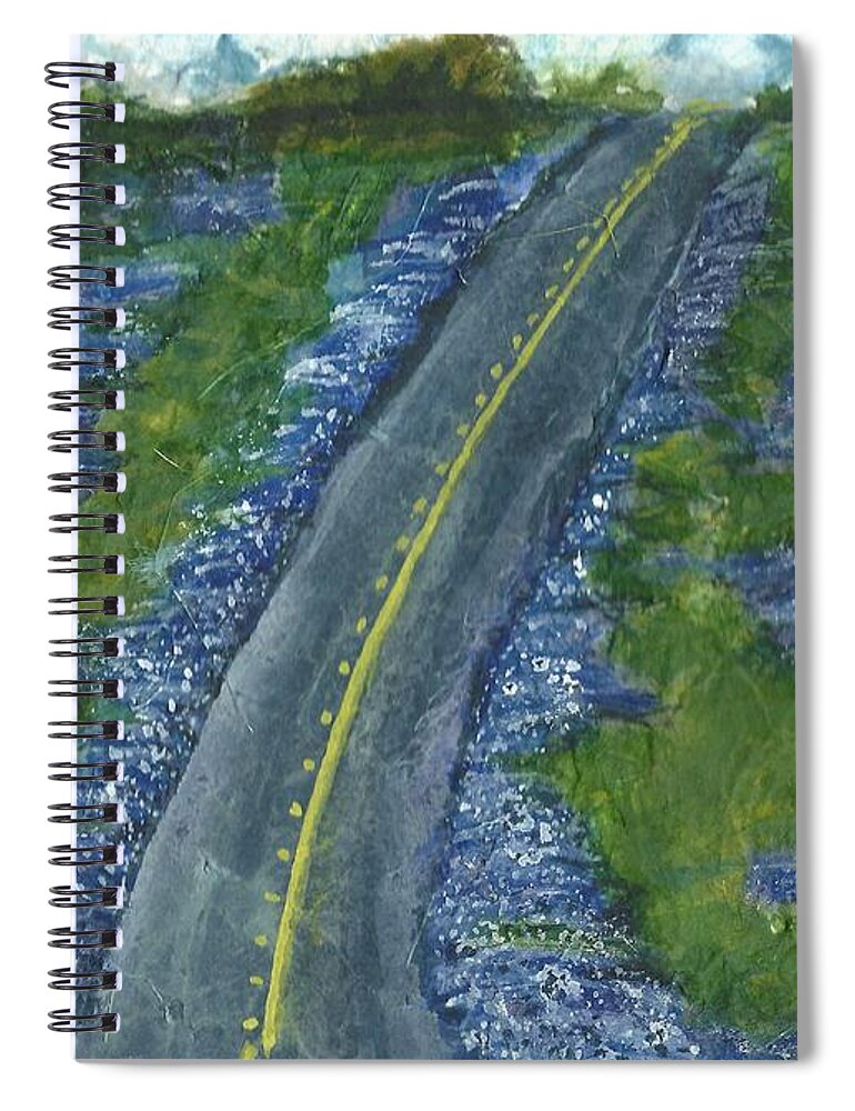 Road Spiral Notebook featuring the painting Blue Bonnet Road by Lynn Babineau