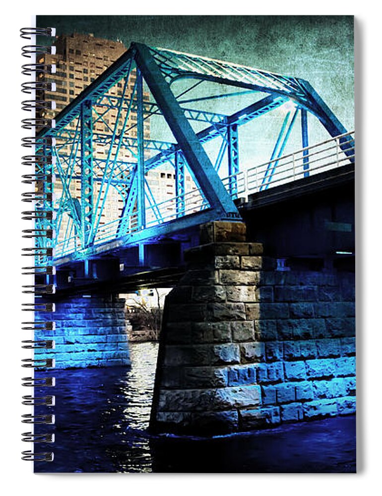 Evie Spiral Notebook featuring the photograph Blue Bridge by Evie Carrier