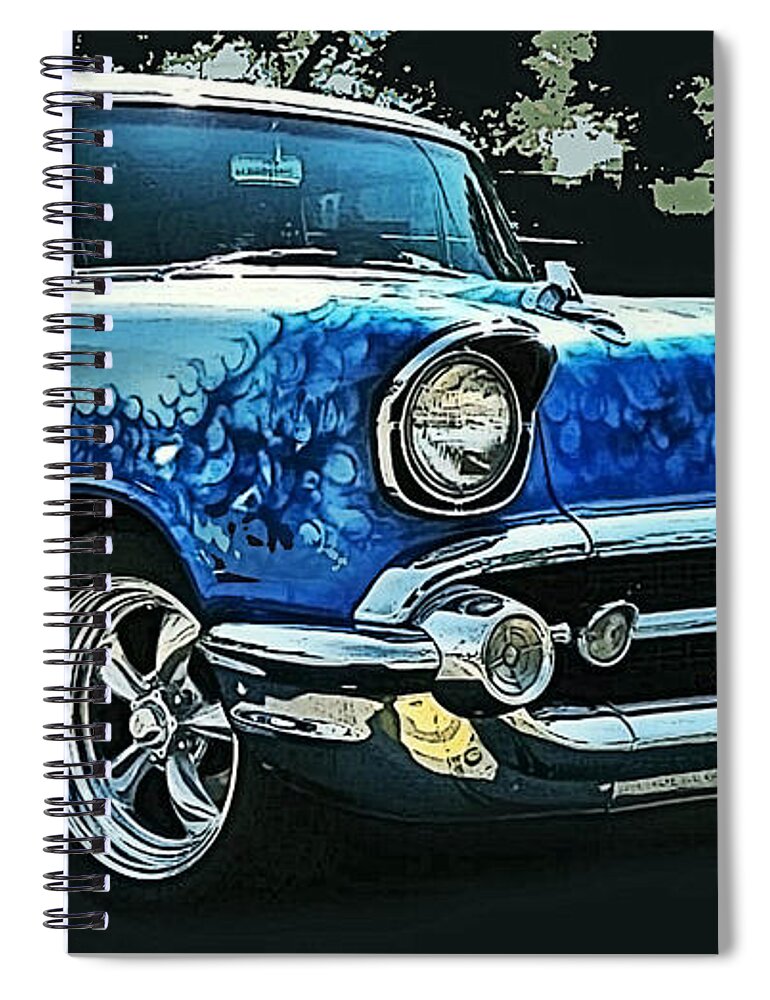 Victor Montgomery Spiral Notebook featuring the photograph Blue Flames '57 by Vic Montgomery