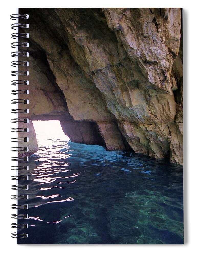 Blue Grotto Spiral Notebook featuring the photograph Blue Grotto Malta by Nigel Radcliffe