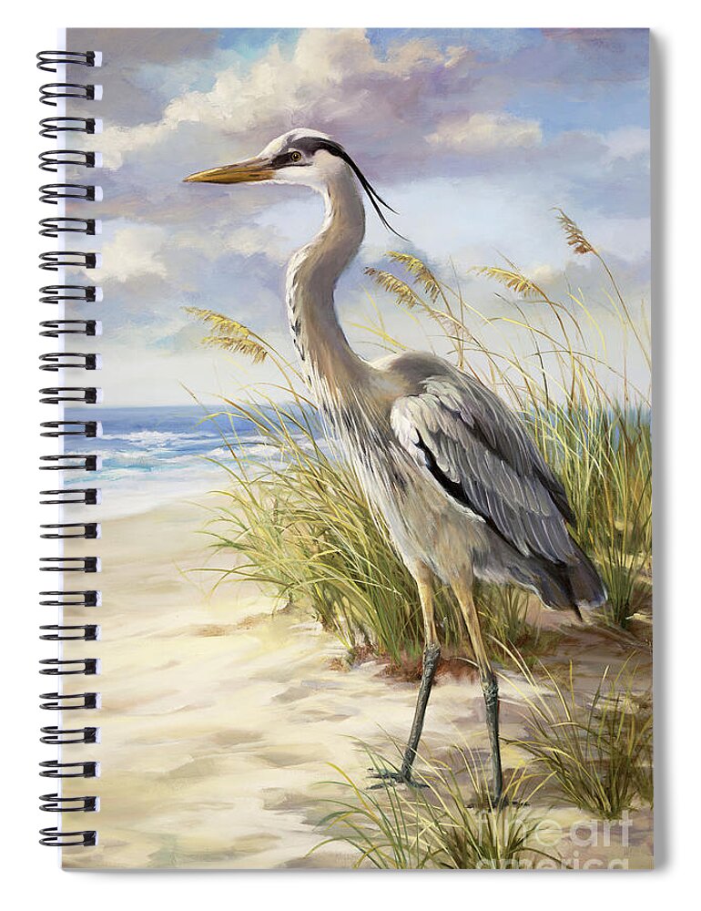 Blue Heron Spiral Notebook featuring the painting Blue Heron by Laurie Snow Hein