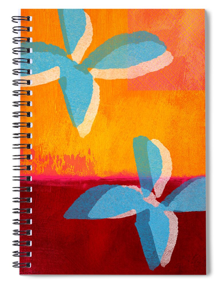 Abstract Painting Spiral Notebook featuring the painting Blue Jasmine by Linda Woods
