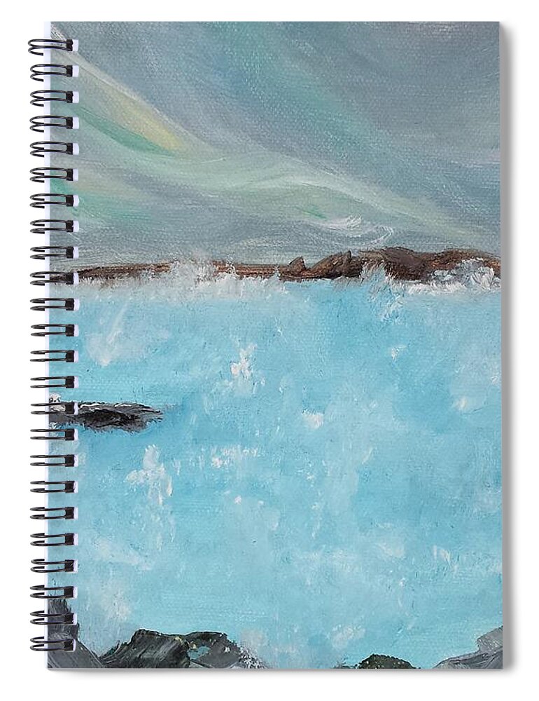 Blue Lagoon Spiral Notebook featuring the painting Blue Lagoon Iceland by Judith Rhue