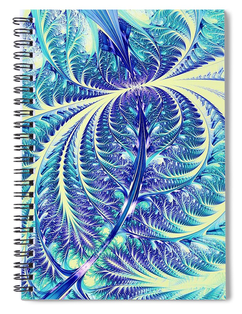 Computer Spiral Notebook featuring the digital art Blue Leaf by Anastasiya Malakhova