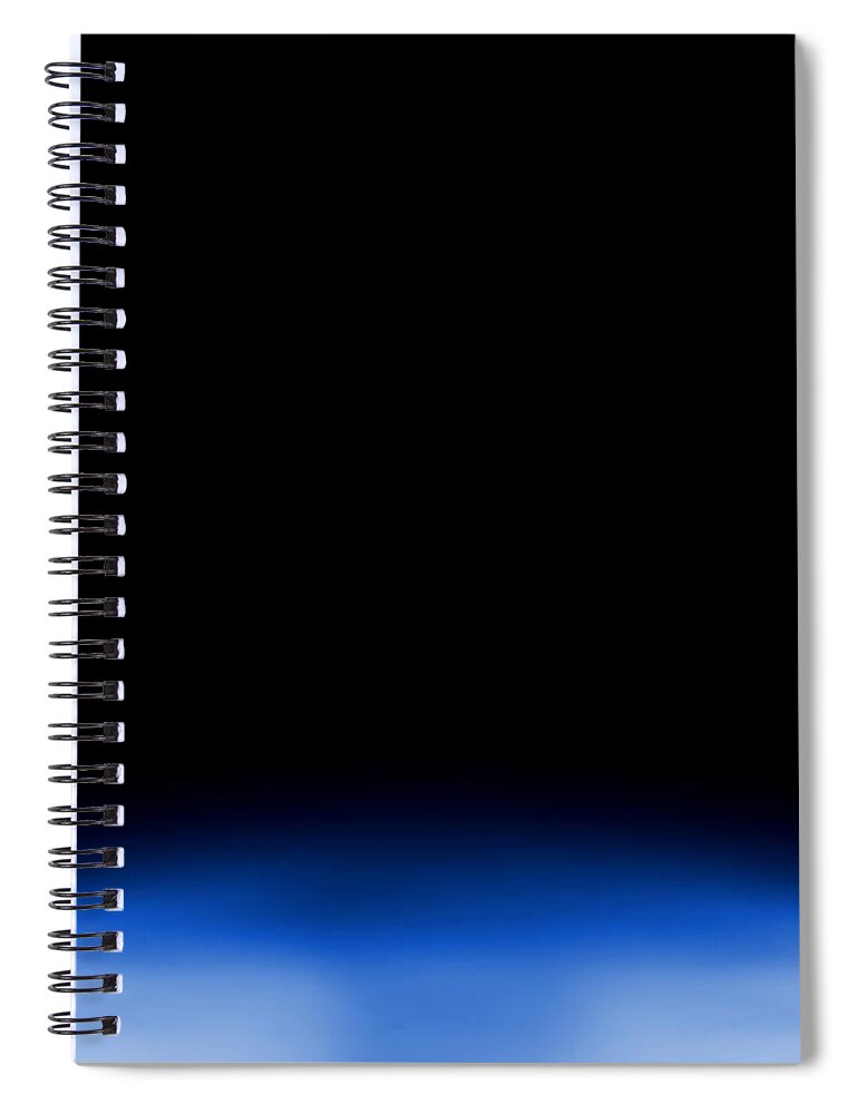 Glowing Spiral Notebook featuring the photograph Blue LED lights both sides of the image with space for text by Simon Bratt