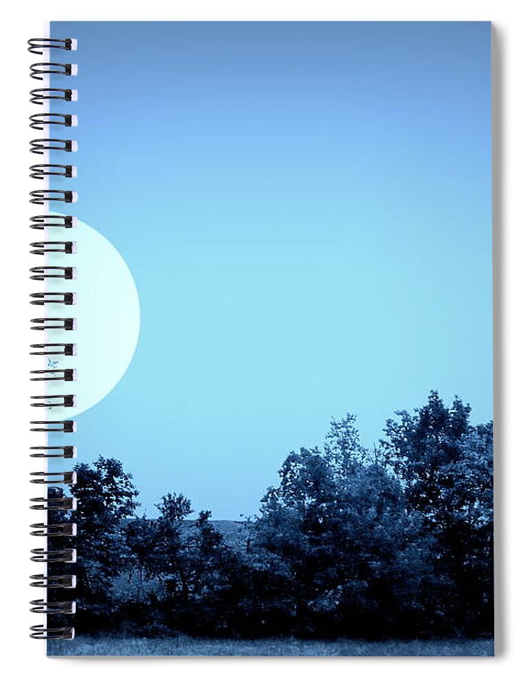 Trees Spiral Notebook featuring the photograph Blue Moon by Jodie Marie Anne Richardson Traugott     aka jm-ART