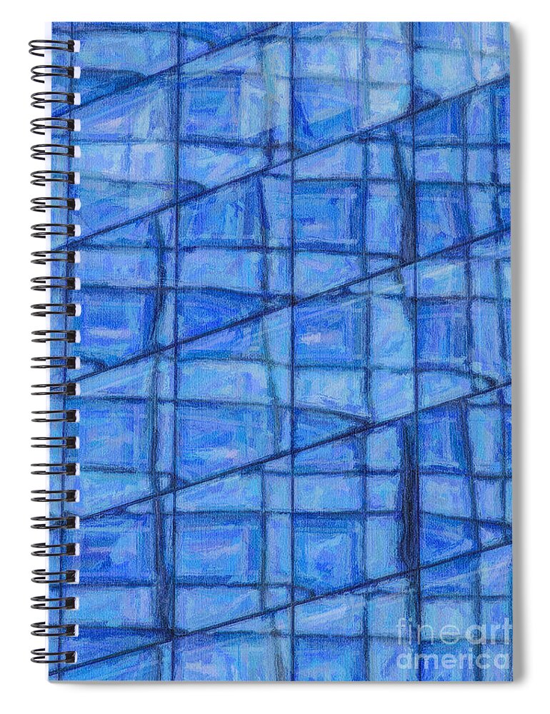 Blue Spiral Notebook featuring the digital art Blue Reflections by Liz Leyden