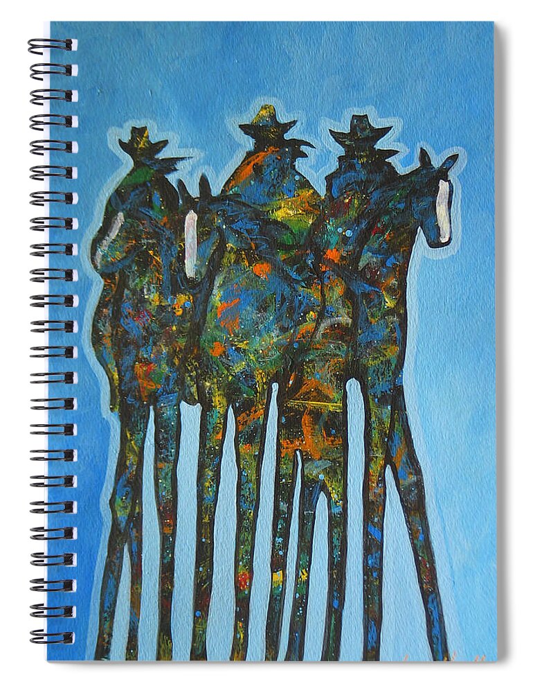 Contemporary Spiral Notebook featuring the painting Blue Riders by Lance Headlee