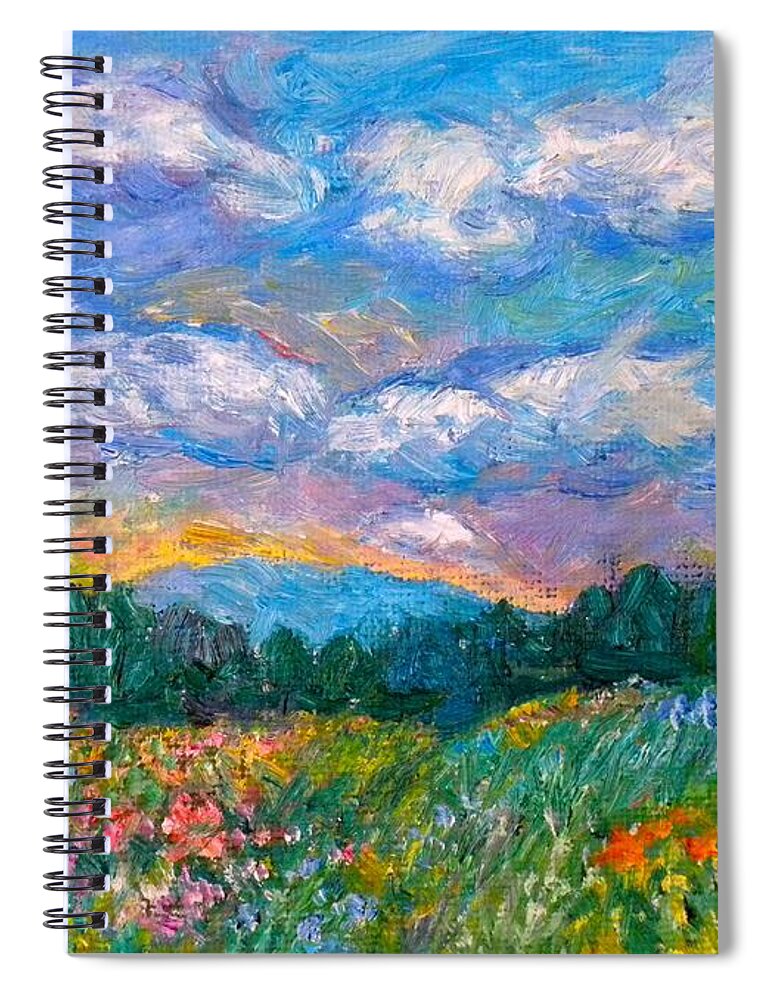 Landscape Spiral Notebook featuring the painting Blue Ridge Wildflowers by Kendall Kessler