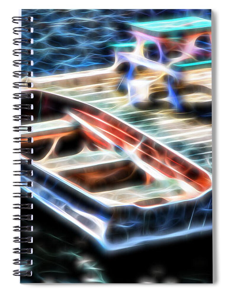  Michigan Spiral Notebook featuring the photograph Blue Rowboat Digital by Timothy Hacker