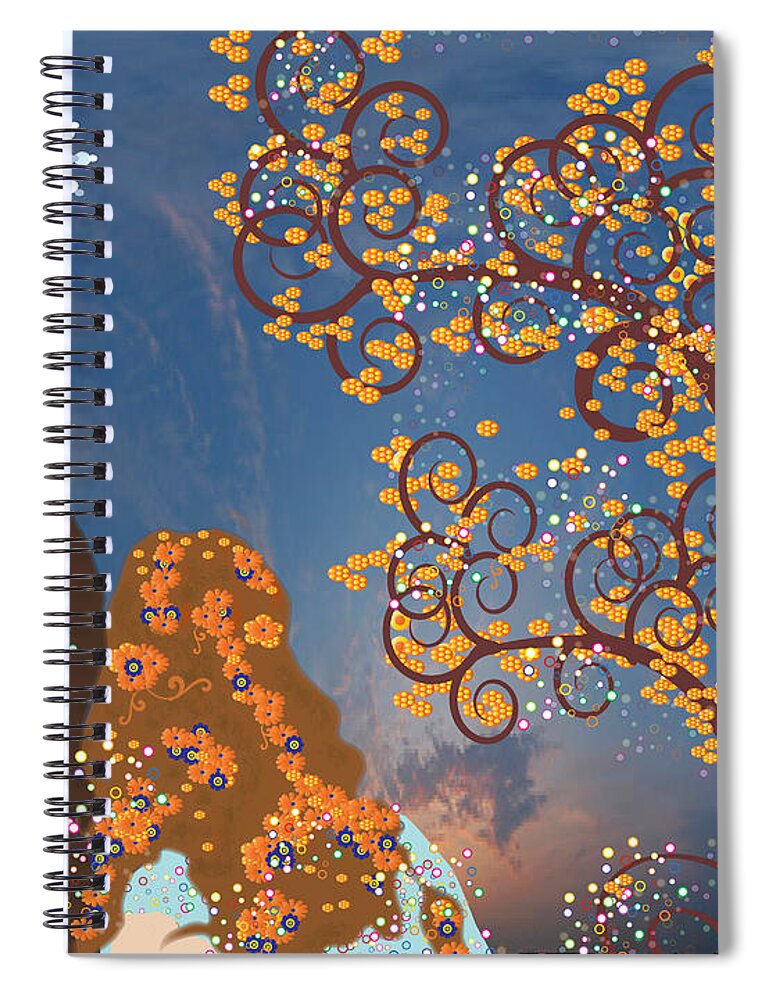 Enchanting Spiral Notebook featuring the digital art Blue Swirl Girls 2 by Kim Prowse